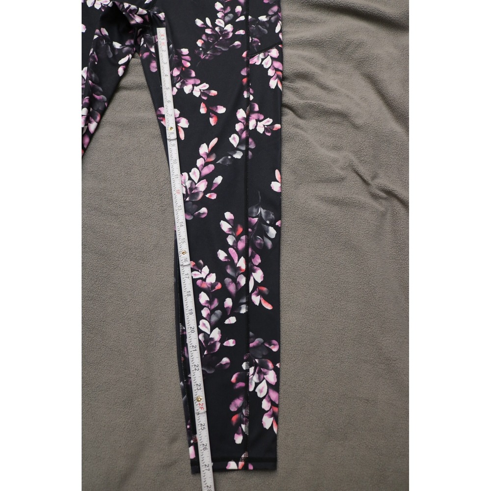 GAIAM Floral Leggings Women Large Black Pink Athletic Yoga Gym - Picture 5 of 10